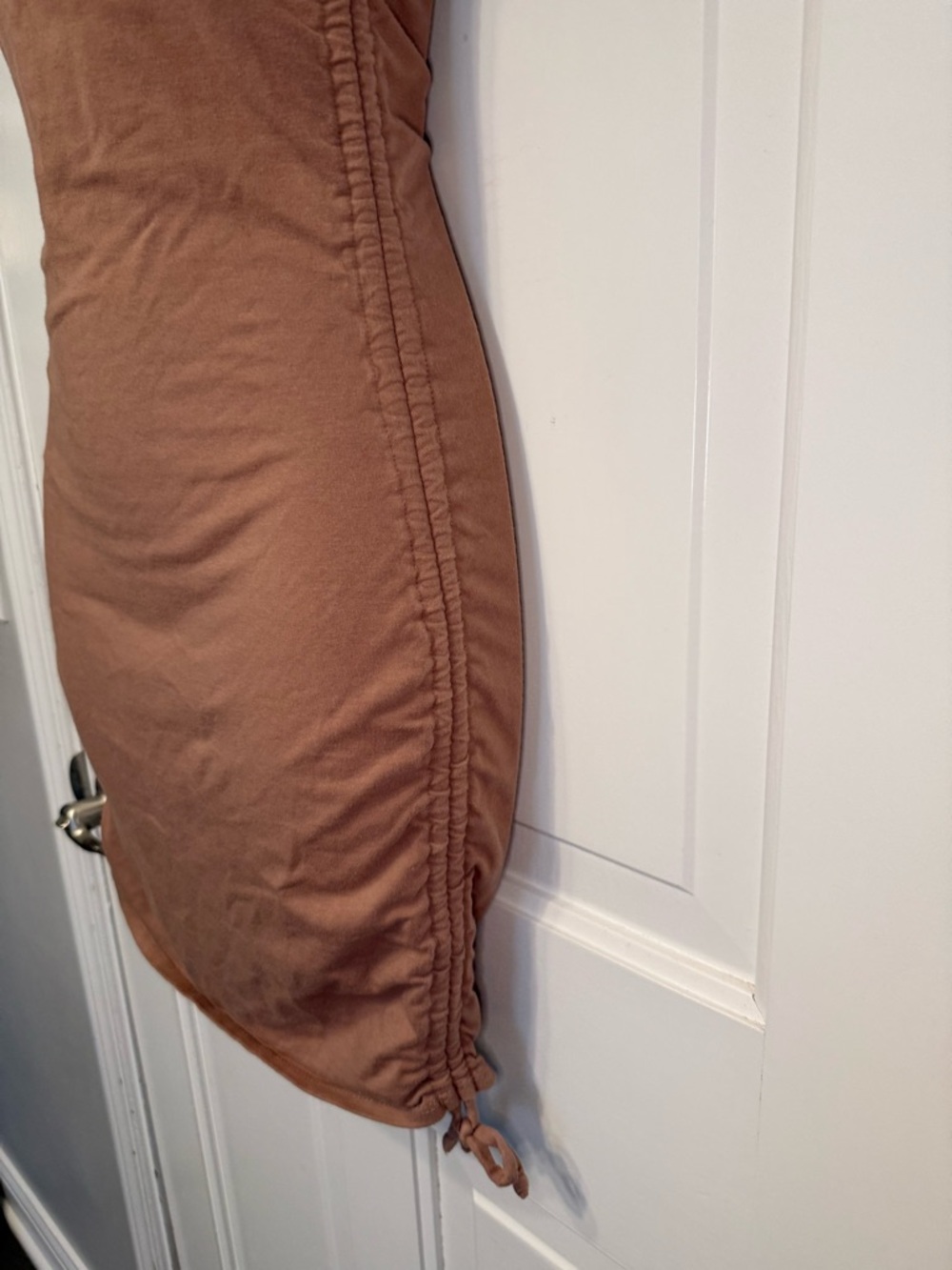 Full Tilt Brown Short-Sleeve Ruched Hem Bodycon Mini Dress - Picture 2 of 4